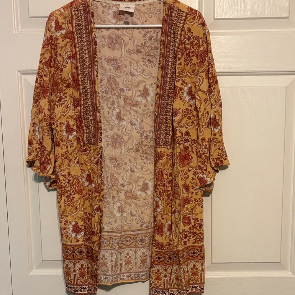Knox Rose Mustard and Rust Open Front Sweater